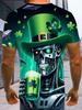 Men's 3D Robot with Top Hat Print T-Shirt - Casual Streetwear, Short Sleeve Crewneck, St. Patrick's Day Themed