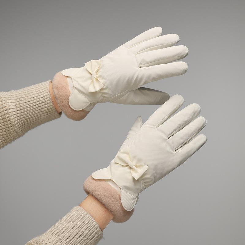 Winter Plus Fleece Gloves New Style for Women Riding and Driving Windproof Cold Warm Touch Screen Cute Korean Style Student Riding Bike