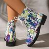 Fashion 2025 Boots Women's Lace-up Booties Printed New European and American Fashion Platform British Short