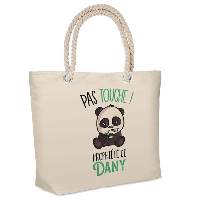 Sac de plage - PLANETEE - isotherme de plage Dany Pas Touche Panda - Coton - Grande contenance - Imprimé en France