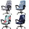 Spandex Office Chair Covers Rotating Lift Computer Chair Slipcovers Office Armchair Covers Geometric Backrest Seat Slipcovers
