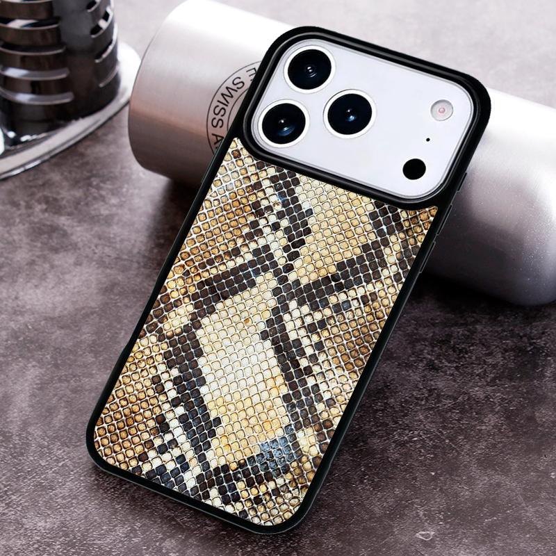Чехол для телефона с кожей кобры и питона для iPhone 17 16 15 14 13 12 11 Pro Max Plus 17Air Мягкий силиконовый чехол