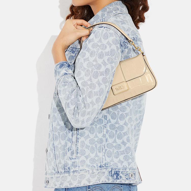 Новая женская мини-сумка COACH Grace из кожи с тиснением под крокодила, сумка через плечо, сумка кроссбоди, белая слоновая кость CF374-IMIVO