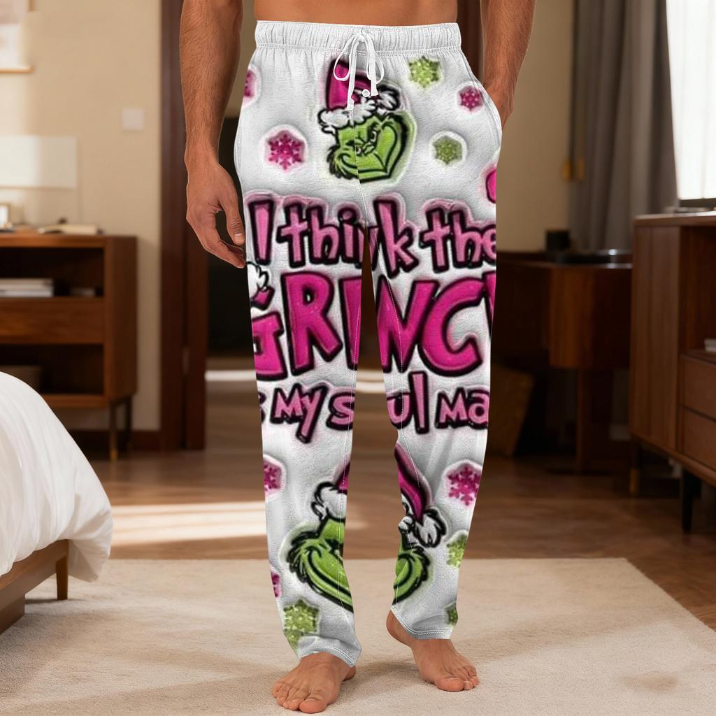 Мужские повседневные брюки с однотонным вязанным узором и карманами для домашней пижамы