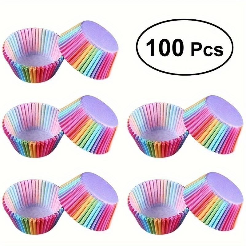 100pcs Rainbow Cupcake Liners Disposable Paper Baking Cups for Cupcakes Muffins and Desserts Kitchen Accessory and Party