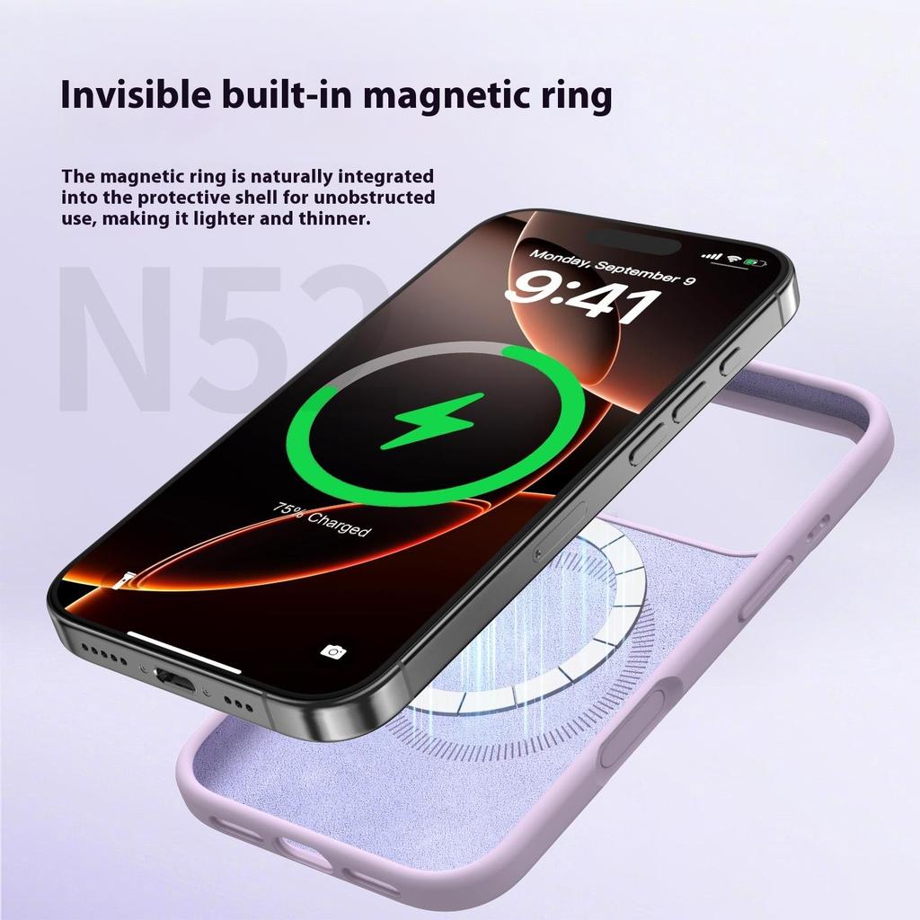 For iPhone 17 Pro Case Compatible with MagSafe Liquid Silicone+PC Phone Cover