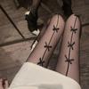 1 Pair of Black Women's Vertical Single Row Butterfly Mesh Socks, Women's Pantyhose Lolita Dark Style Mesh Socks, Bow Pantyhose