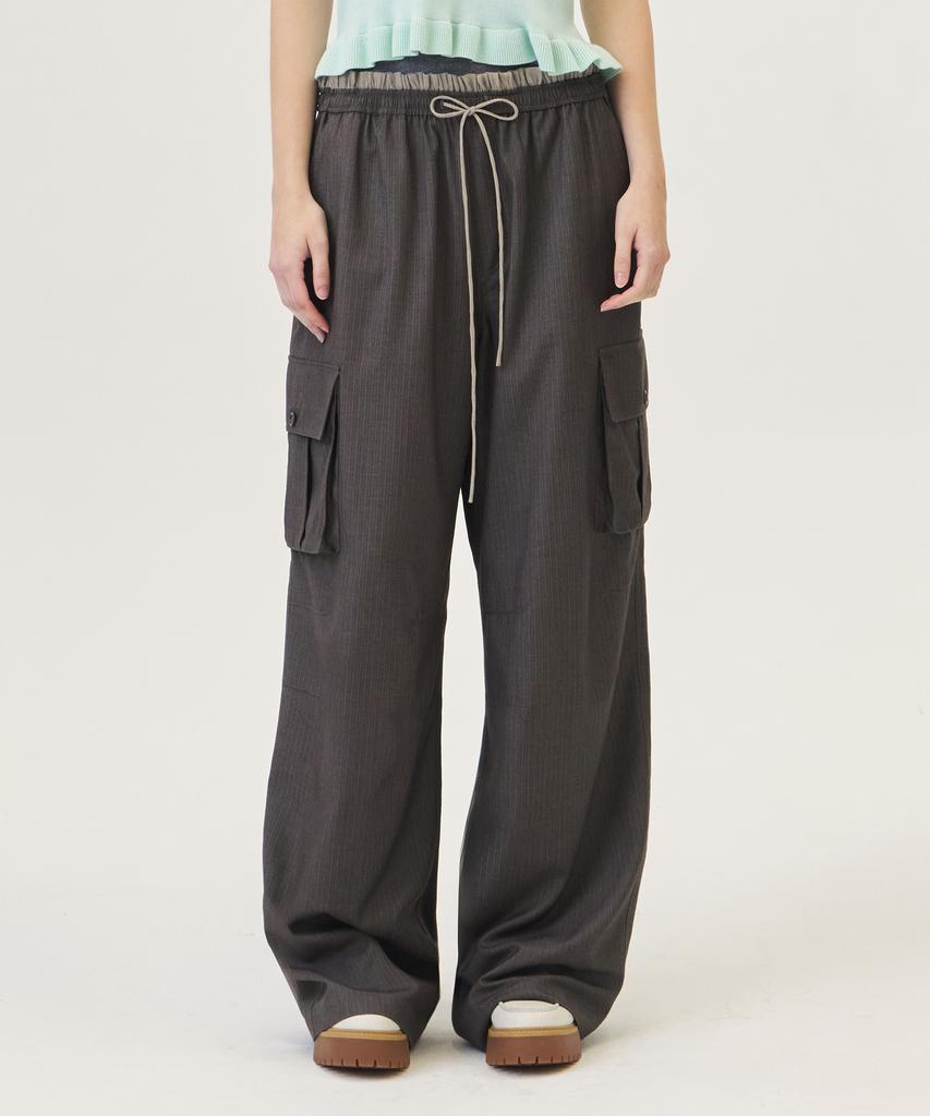 GROVE Layer Stripe Cargo Pants (Brown)