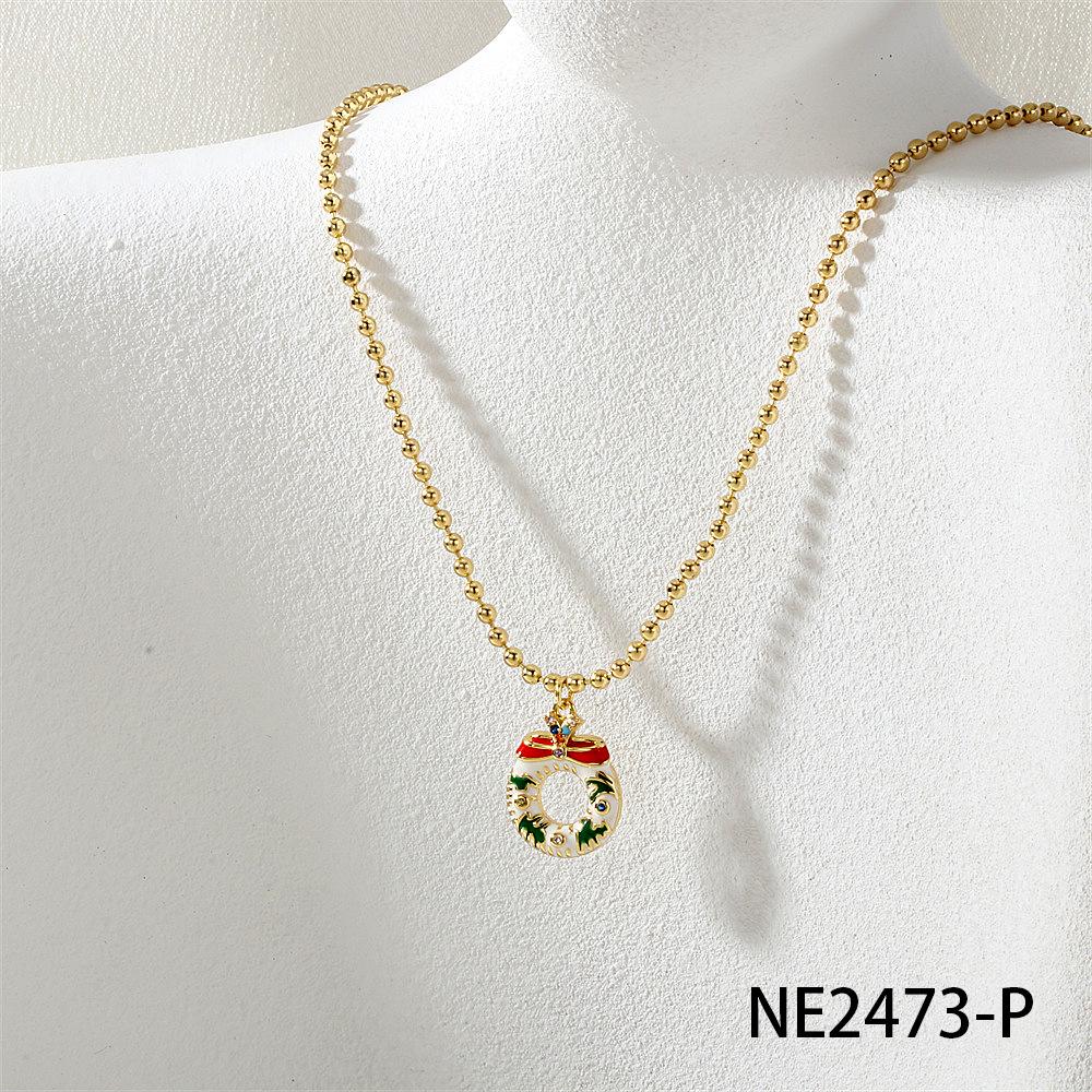 Рождественская коллекция: Ожерелье из бусин с шармами в виде дерева, снеговика, Санты, оленя, венка, перчаток и носков