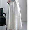 Белая юбка и брюки для женщин летом, плиссированная юбка А-силуэта с оборками для весны и осени, хлопок и лен, высокая талия, ниспадающие широкие брюки