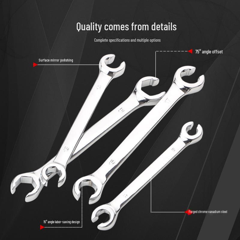 Двусторонний шестигранный гаечный ключ с открытым зевом для разборки масляных трубок высокого давления и тормозных трубок