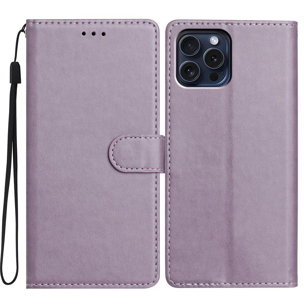 Card Holder Case on For Honor 90 50 Lite X5B Plus X6A X7B X8A X9C Shockproof Flip Cover Solid Color Leather Phone Case Strap