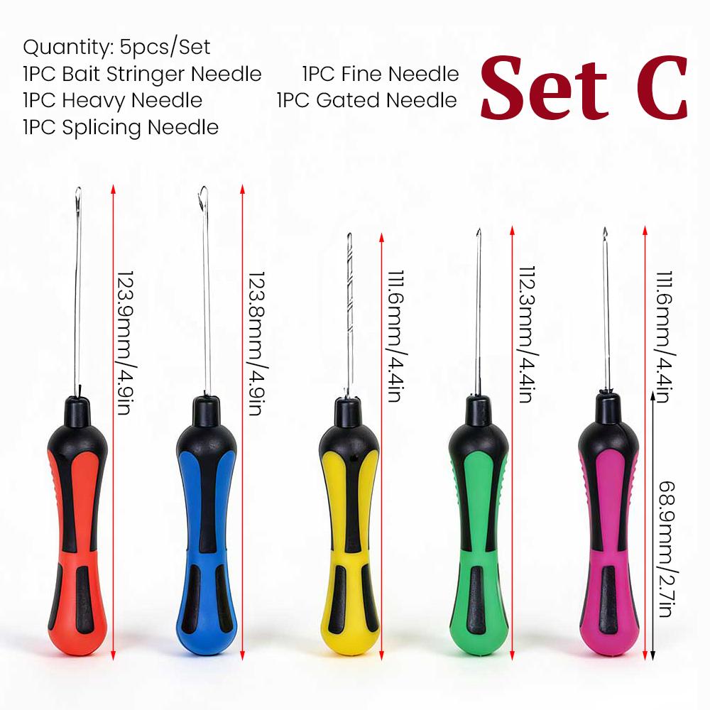 5Pcs Carp Fishing Bait Needle Set Stainless Steel Boilie Drill Pop Up Rigs Splicing Hook Link Stringer Needle Fishing Accessories