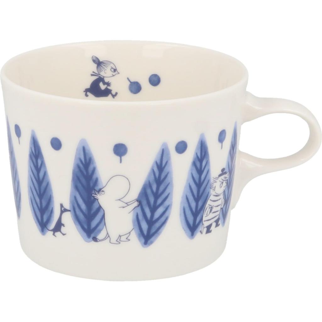 Кружка MOOMIN "Blue Flora", Прибл.. 260 мл, Дизайн с листьями, Скандинавский стиль, Товары Муми-тролли, Подарок на День матери, Сделано в Японии, MM7003-11