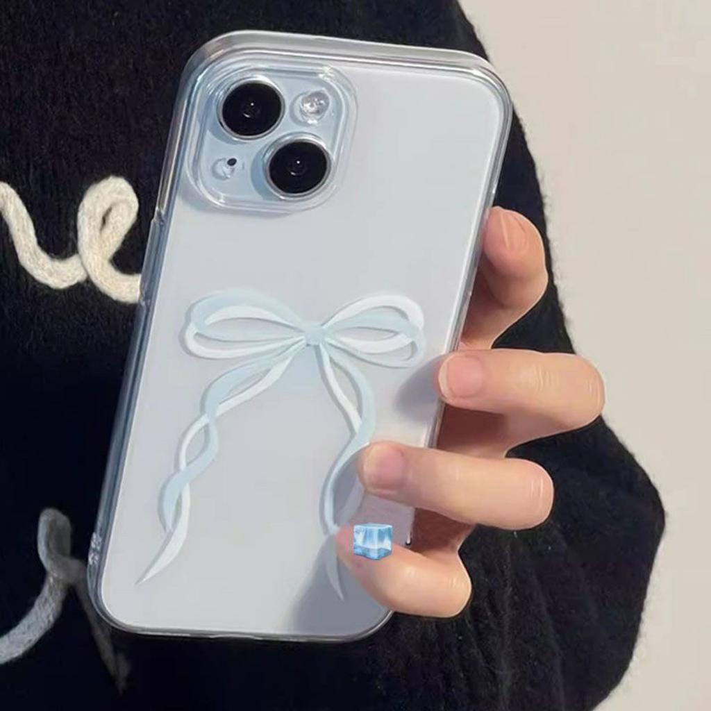 Прозрачный чехол для телефона с лентой и бантом для IPhone 17 16 15 11 12 14 13 Pro Max Plus 16E Air, стильный защитный чехол