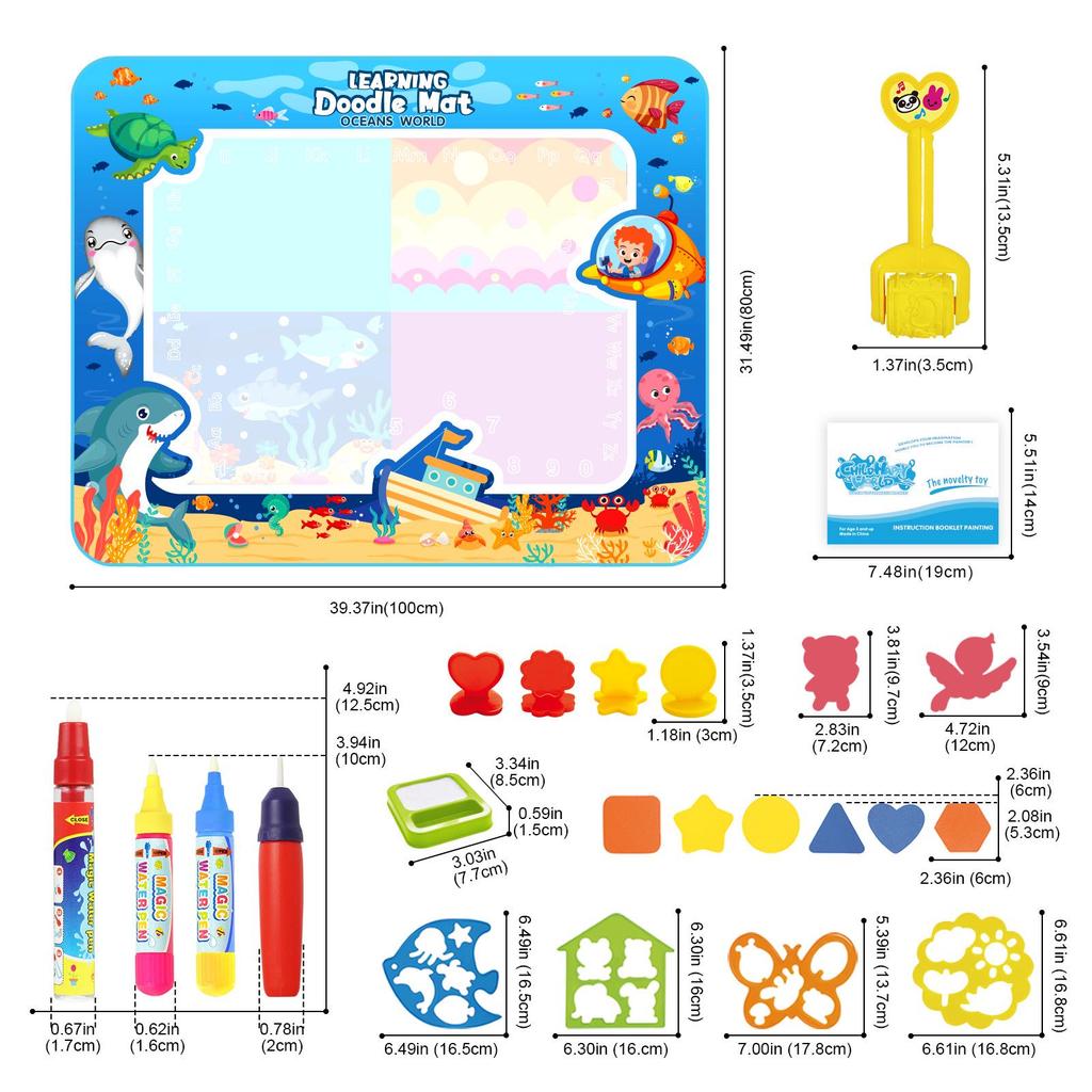 Children's Water Painting Canvas, Clear Doodle Mat, Early Education Toy, Multiple Styles