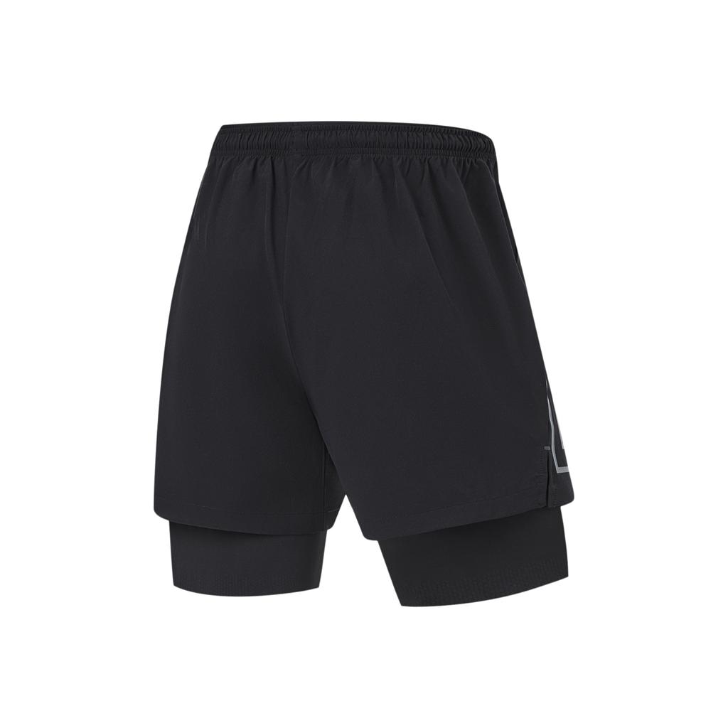 Li-Ning Wade Series с алфавитным принтом и 3D-вырезом, эластичные светоотражающие спортивные шорты 2-в-1, мужские брюки, черные AKST539-1