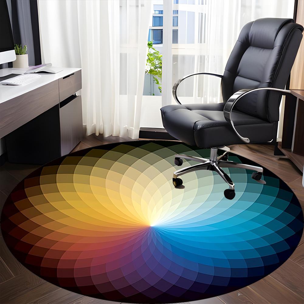 1pc Color Wheel Chair Carpet for Office, Non-slip, Soft and Durable Office Rug for Interior Decoration, Perfect for Office yy260313028