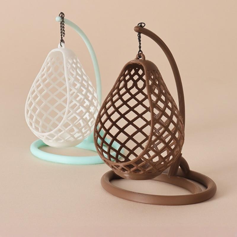 [J] 1 шт. Аксессуар для DIY-диорамы, сцена 1:Кукольный домик масштаба 1:12, Миниатюрное подвесное кресло-яйцо, Плетеное кресло-качалка, Модель, Декор для рабочего стола