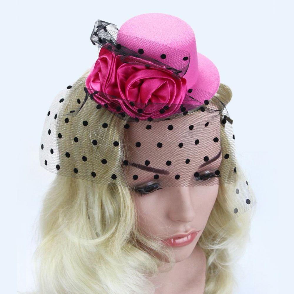 Accessories Small Hat Headband Floral Hair Cap Headdress Flower Fascinator Hat Floral Mesh Veil