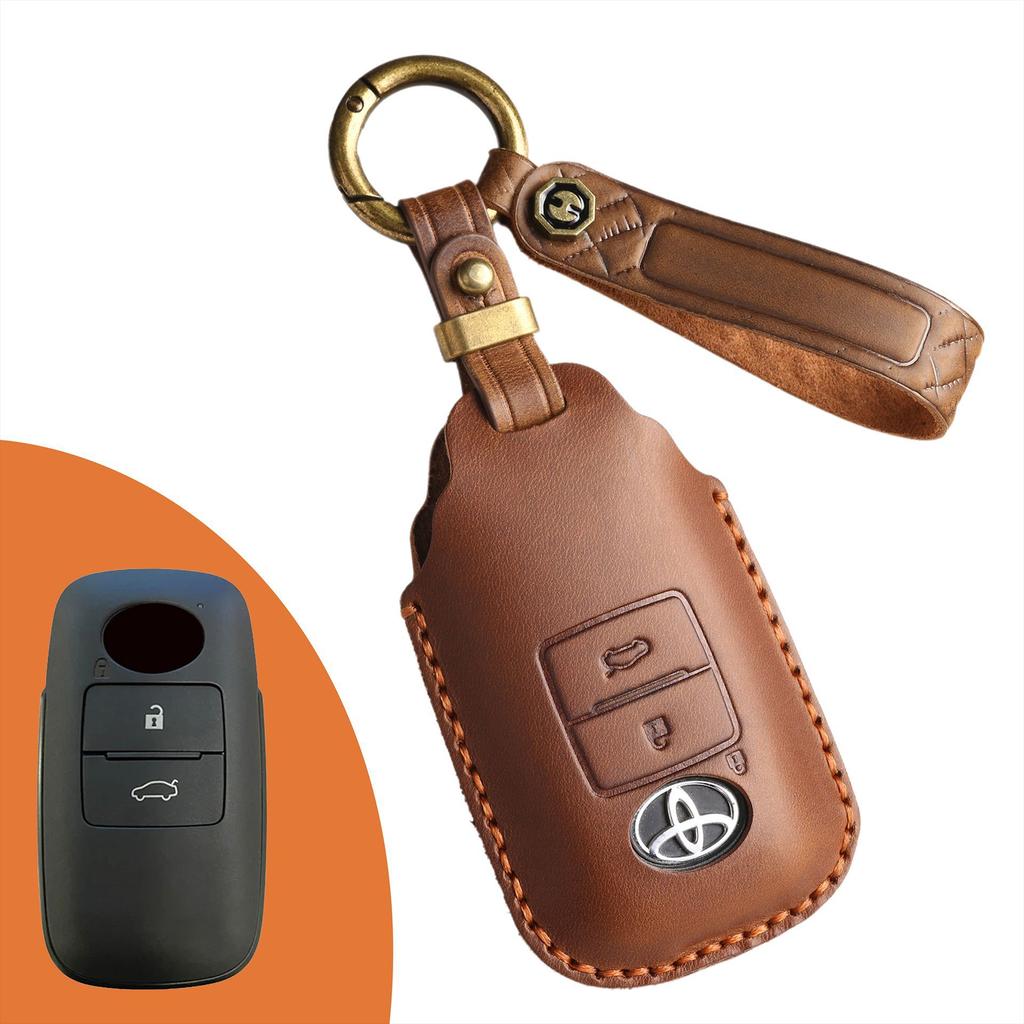 Retro Key Case Suitable for South East Asia Toyota Raize Key Case Beilu Da Pure Handmade Leather Shell Buckle
