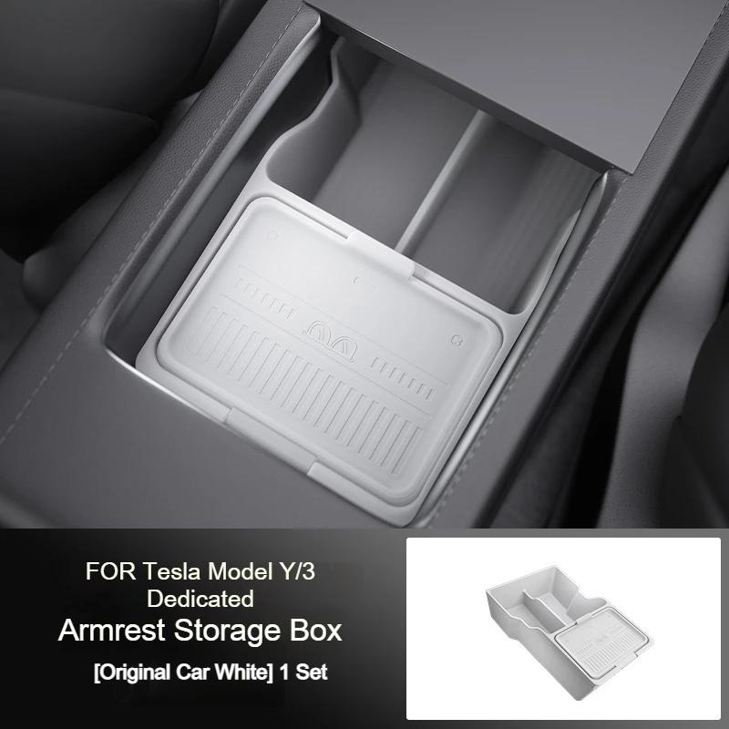 For Tesla Model Y Juniper 2025 Storage Box Center Armrest Hidden Box Cup Holder Organizer Interior Accessories