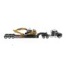 Diecast Master 1/87 Kenworth 880 S SBFS 40-inch Sleeper Tandem Tractor with Low-Boat Trailer & CAT 320D L Hydraulic Excavator