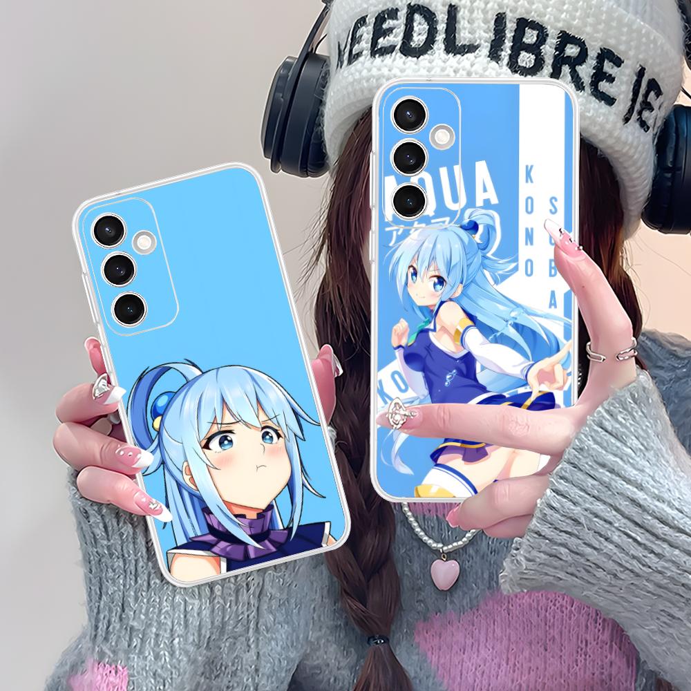 Чехол для мобильного телефона Konosuba Aqua для Samsung Galaxy S25 S24 S23 S22 S21Plus FE Ultra Прозрачный Цветной Защитный Смартфон Красивый
