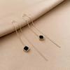 Korean Fashion Long Tassel Drop Earrings For Women Temperament Black Geometric Ear Line Dangle Earrings Girls Party Jewelry