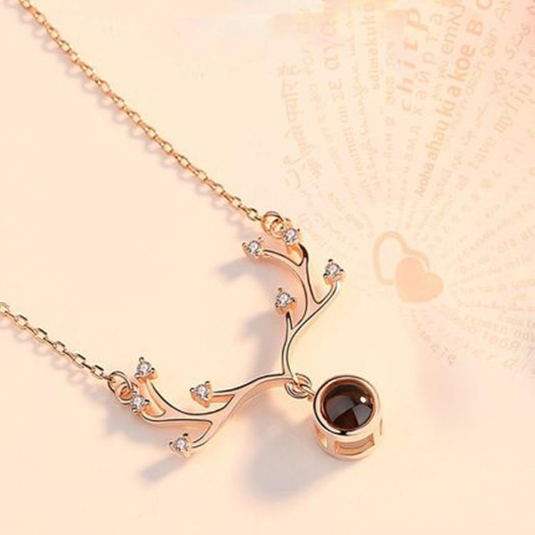 Серебряное ожерелье S925 One Deer Has Your Projection с надписью «Я люблю тебя» на 100 языках на ключицу