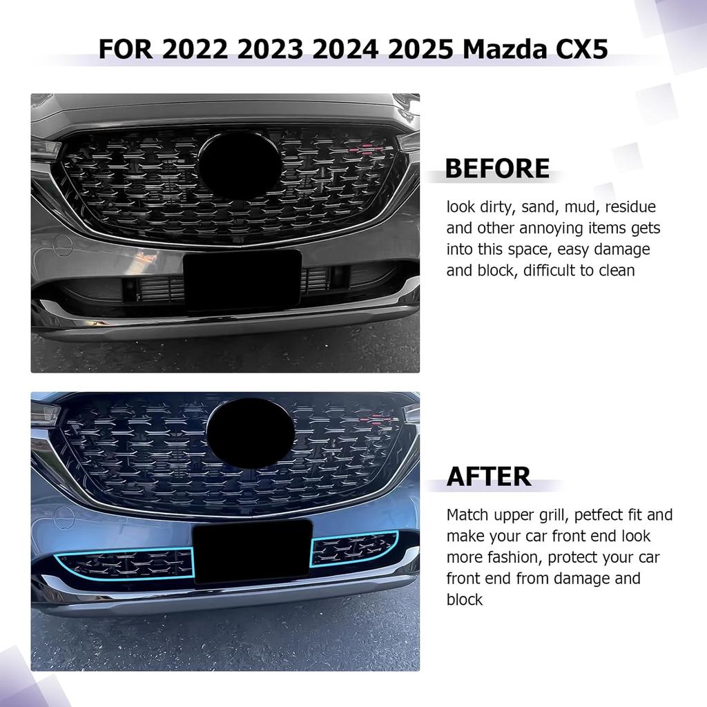 LUWU Сетка передней решетки радиатора Совместимо с 2024 2025 Mazda CX-5 Передняя сетчатая решетка отделки накладки Защитная накладка на переднюю сетчатую решетку для 2024 2025 Mazda CX5 Автомобиля