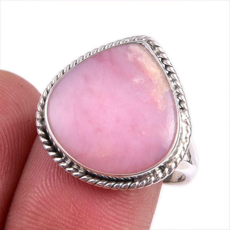 Natural Pink Opal Gemstone 925 Solid Sterling Silver Jewelry Ring Size 8 m2V14