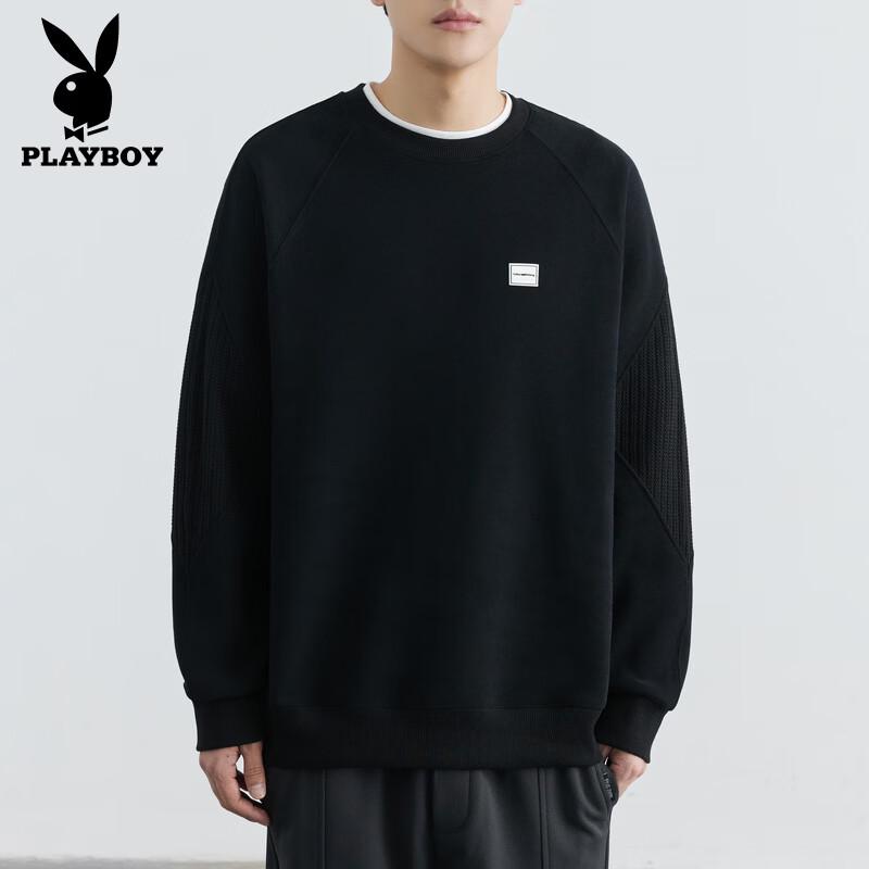 PLAYBOY Мужская толстовка с круглым вырезом и длинным рукавом, пэчворк