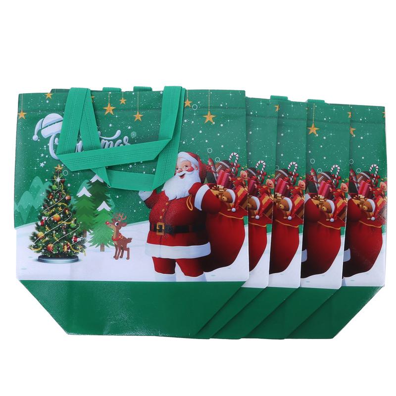 5/10 шт. Нетканый рождественский подарочный пакет-сумка с ручкой, пакет для упаковки конфет, печенья, закусок с Санта-Клаусом для рождественского и новогоднего декора