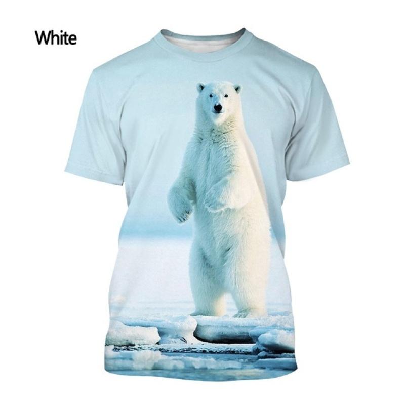 Men's and Women's Summer Casual Short-sleeved T-shirt New Fashion Polar Bear 3d Printing T-shirt