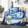 Starry Night Sky Flannel Blanket Super Soft Warm Cozy Blanket For Sofa Bed Office Travel Allseason Home Decor Gift