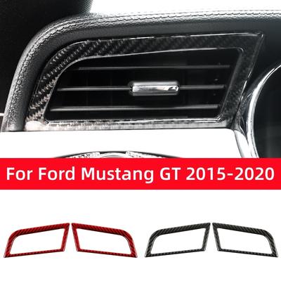 Для Ford Mustang GT 2015-2021 Накладки из углеродного волокна на левый и правый воздуховоды приборной панели автомобиля, рамка, аксессуары для интерьера автомобиля