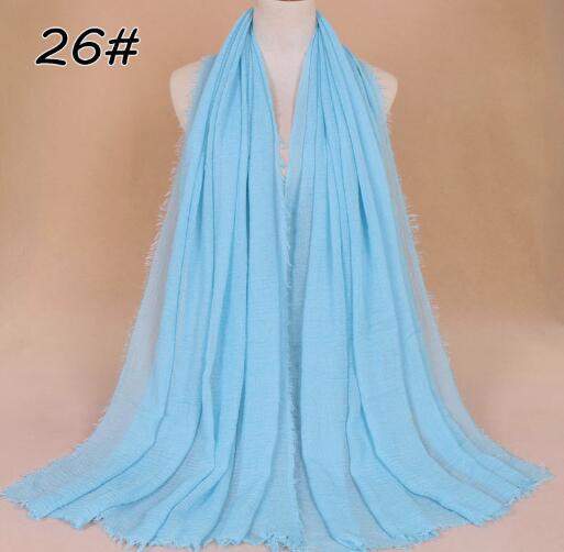 New Ethnic Oversize Muslim Crinkle Hijab Head Scarf Women Solid Bubble Cotton Shawls And Wraps Soft Big Linen Foulard Femme
