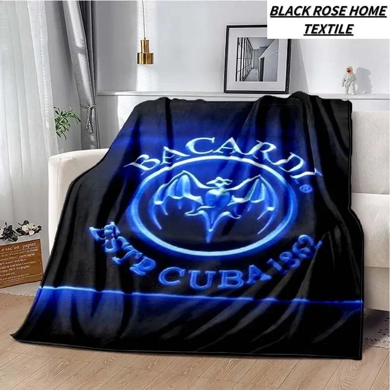 Fashionable Art Print Bacardi Rum Logo Blanket Family Bedroom Bed Sheet Outdoor Car Travel Camping Picnic Plush Sleeping Blanket
