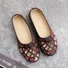 Spring Summer Cloth Shoes Women's Hollow Out Non-slip Soft Bottom Single Shoes Large Size Print Flat Slip-on Sandals