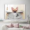 Toilet Decor Wall Art Cute Dog Canvas Painting Animal Posters and Prints Wall Pictures for Nursey Kitchen Kids Room Decoration No Frame