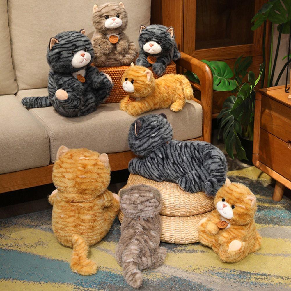 Stuffed Doll Simulation Cat Plush Toys Fluffy Animal Cartoon Kitty Dolls Car Decor