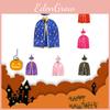 Halloween Wizard Cape Witch Cloak Kids Costume With Star Pattern And Hat For Cosplay Party