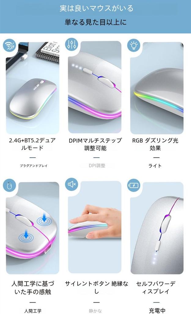 Беспроводная Bluetooth 3DPI Светодиодный индикатор уровня заряда батареи Высокая точность Высокая Беспроводная Совместимость с несколькими устройствами, включая мышь для ноутбука, 5.2, Перезаряжаемая,