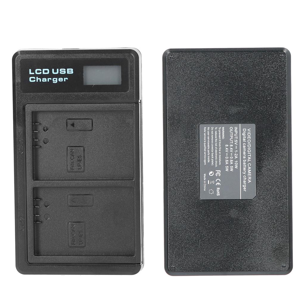 Plastic Battery Charger with LCD Display Camera Battery Double Charging for LPE5