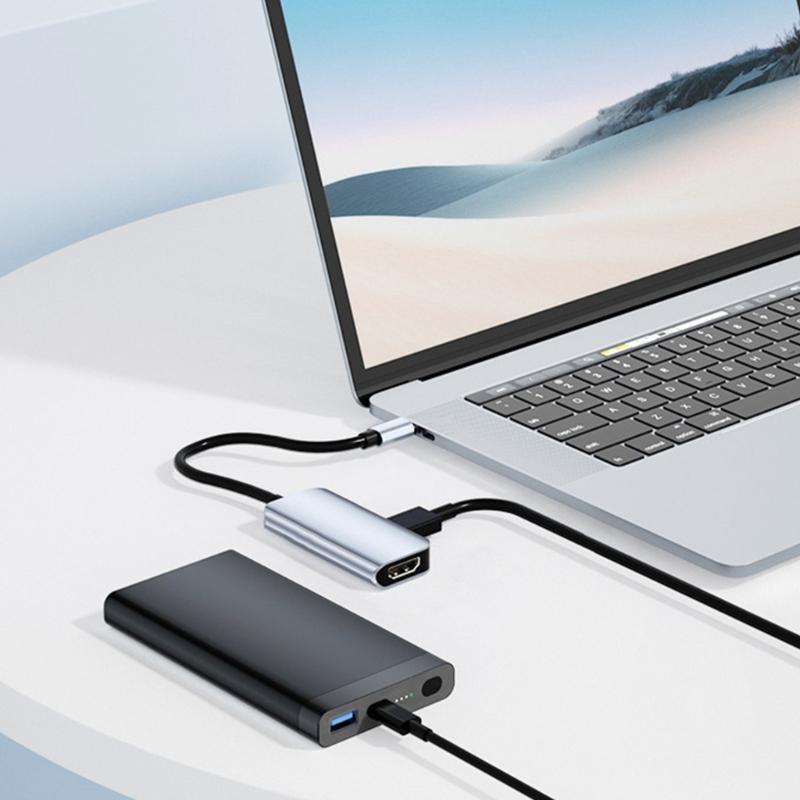 Многофункциональная USB-C док-станция с видеовыходом HDTV 4K 60 Гц, высокоскоростной передачей данных USB 3.0 и зарядкой PD 100 Вт