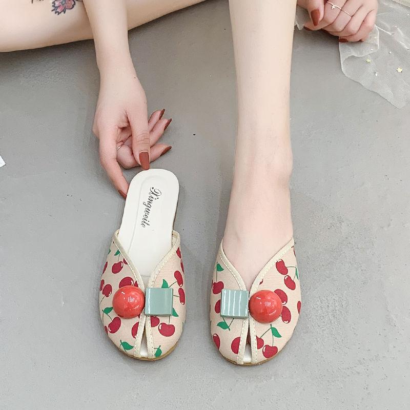 Шлепанцы Kawaii Shoes Round Toe Cute Women Slippers and Lady Sandals Mules Summer 2024 Flat Outside Comfortable Elegan Y 39 W