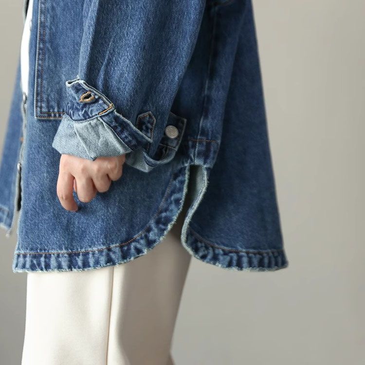 Весенне-осенняя мода Блузка с длинными рукавами Женская джинсовая рубашка Женская свободная куртка Женская