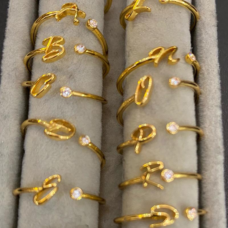 A-Z Initial Rings for Women Open Adjustable Stainless Steel Wedding Ring 2024 Trend Gold Color Couple Jewelry Accessories Gift