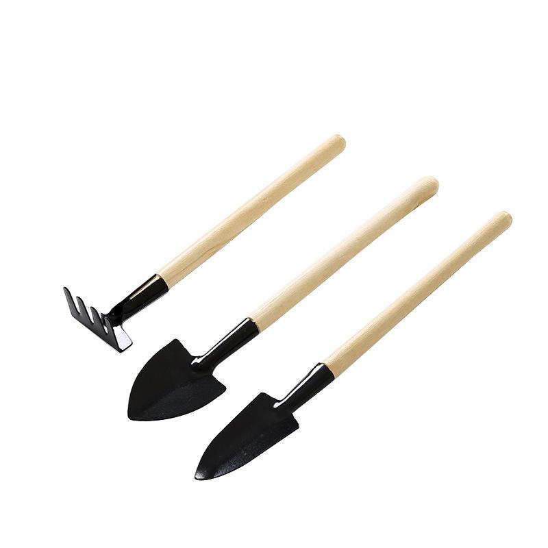 3-Piece Mini Gardening Tool Set Iron Steel Hand Trowel Transplant Spade Rake Suitable for Succulent Bonsai Indoor Plants Miniature Landscape Creation
